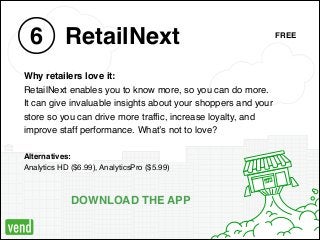 OPEN
RetailNext6
Why retailers love it: !
RetailNext enables you to know more, so you can do more. !
It can give invaluabl...