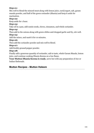 Top 22 healthy and traditional homemade mutton recipes | PDF
