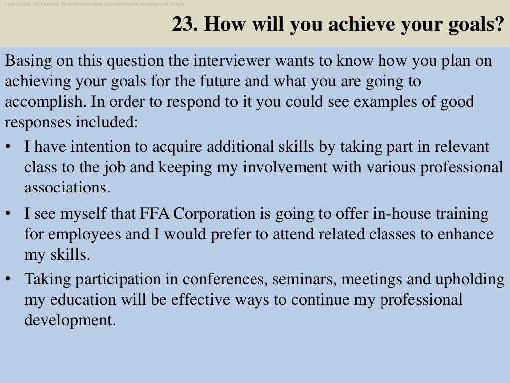 Top 25 housing director interview questions and answers pdf ebook free