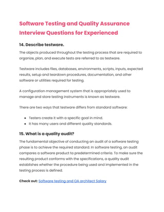 Software Testing and QA Interview Questions | PDF