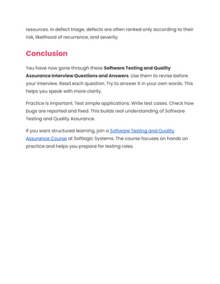 Software Testing and QA Interview Questions | PDF