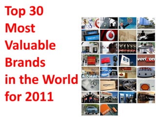 Top 30
Most
Valuable
Brands
in the World
for 2011
 