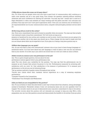 Top 30 cabin crew interview questions | PDF
