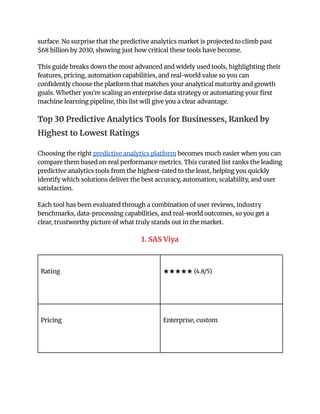 Top 30 Highest-Rated Predictive Analytics Tools for Business in 2026.pdf