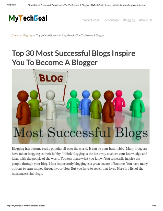 Top 30 most successful blogs inspire you to a blogger
