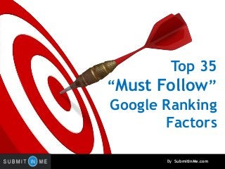 Top 35
“Must Follow”
Google Ranking
Factors
By SubmitInMe.com
 