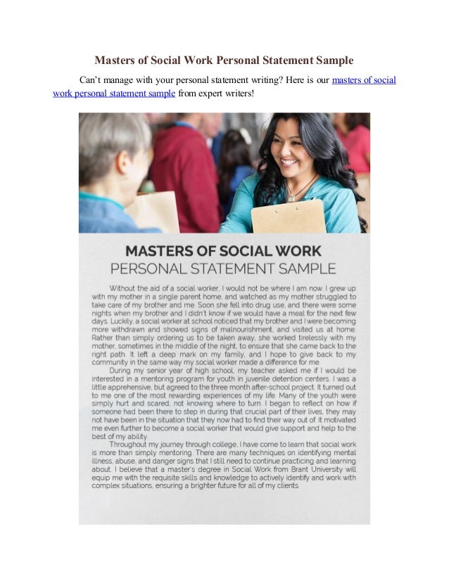 personal statement social work example