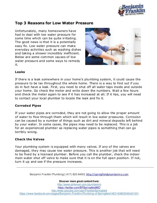 Top 3 Reasons for Low Water Pressure
