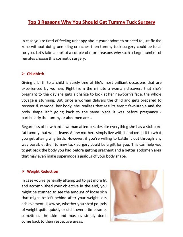 Top 3 reasons why you should get tummy tuck surgery