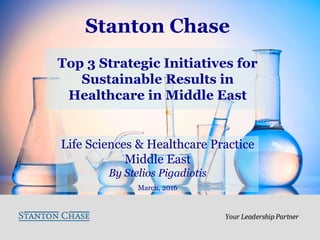 Life Sciences & Healthcare Practice
Middle East
By Stelios Pigadiotis
March, 2016
Top 3 Strategic Initiatives for
Sustainable Results in
Healthcare in Middle East
Stanton Chase
 