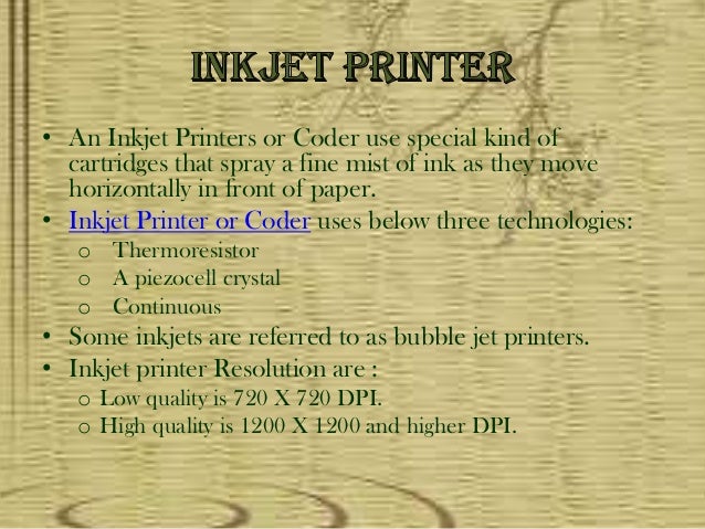 use of inkjet printer