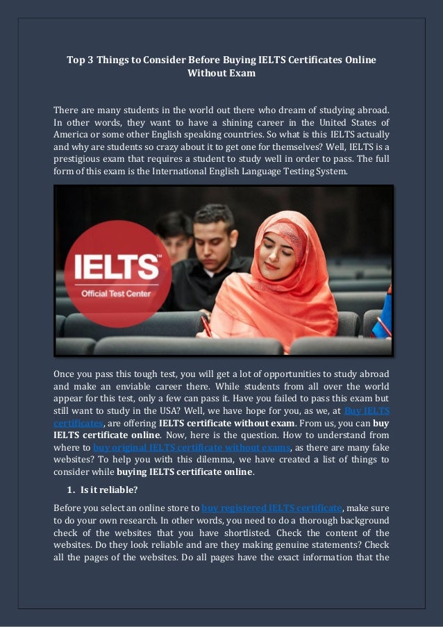 to ... Consider 3 Things Buying IELTS Top Before Certificates