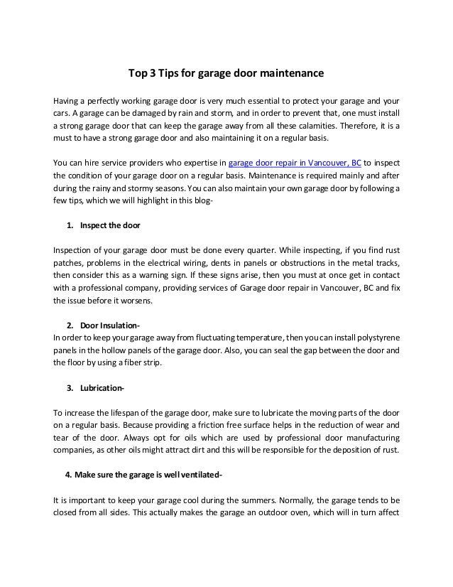 Top 3 Tips For Garage Door Maintenance