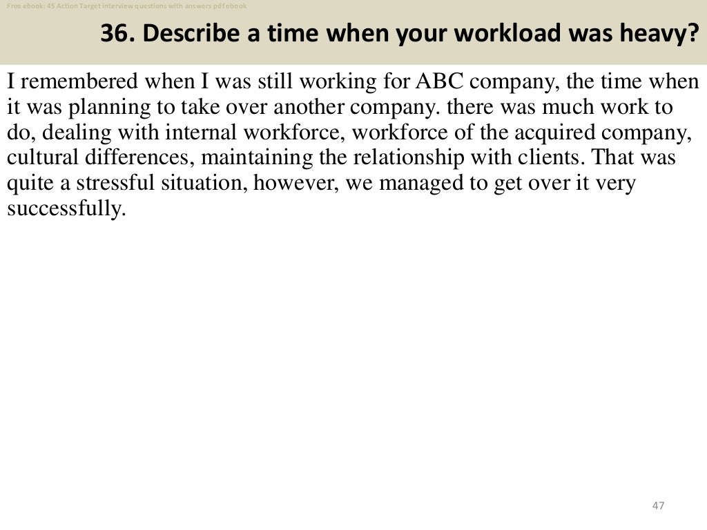 Top 45 action target interview questions and answers pdf