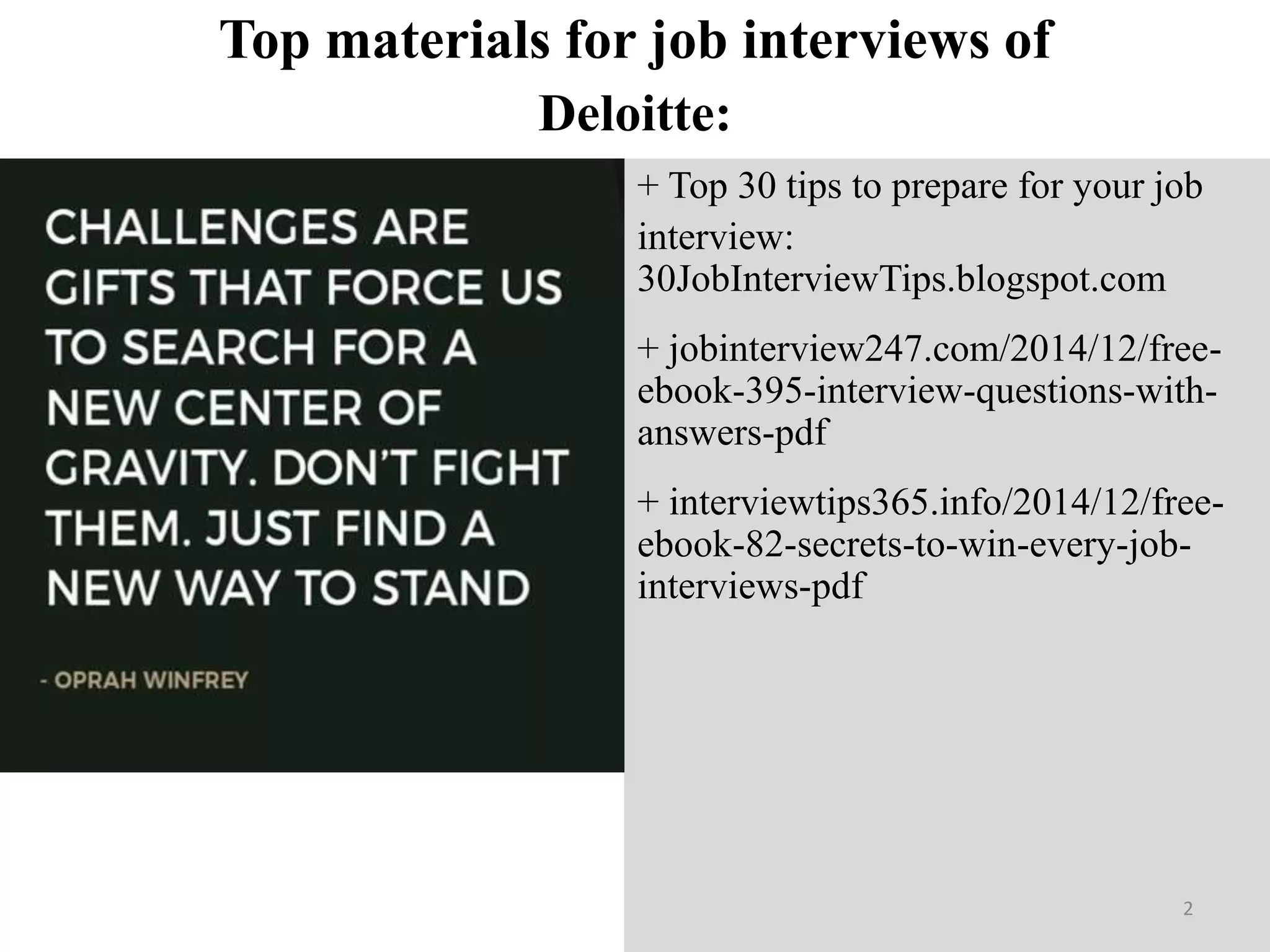 Top 45 deloitte interview questions and answers pdf | PPTX