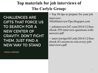 Top 45 the carlyle group interview questions and answers pdf | PPTX
