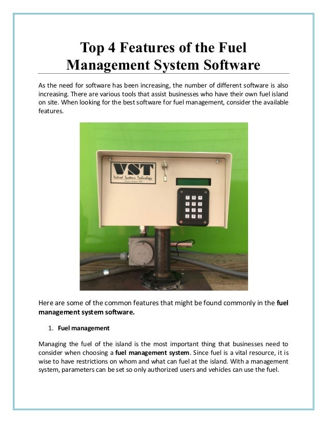 Top 4 Features of the Fuel Management System Software