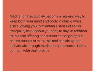 Meditation has quickly become a relaxing way to
keep both your mind and body in check, while
also allowing you to maintain...