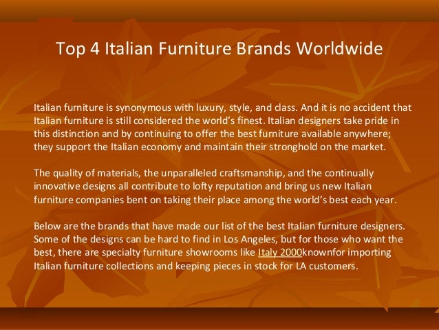 Top 4 Italian Furniture Brands Worldwide