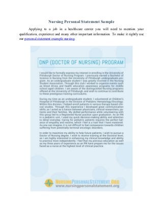 Sample Personal Statement for Nursing School
If you are applying to a nursing school and your writing skills are not good,...