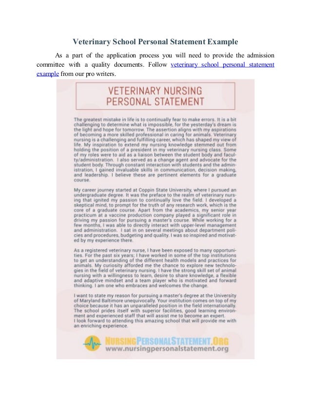 personal statement for veterinary medicine
