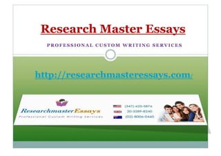 Top 4 Writing Services Offered By Research Master Essays