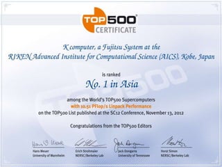 #1 System in the World




                                        page 7
BoF Session at SC12 in Salt Lake City
 