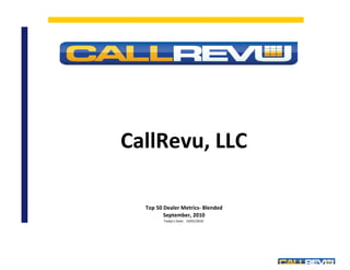 Top 50 Dealer Metrics- Blended
CallRevu, LLC
September, 2010
Today's Date: 10/01/2010
 