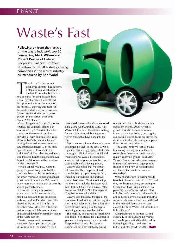 UK Top 50 fastest growing waste management companies