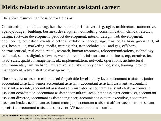 assistant accountant cover letter sample