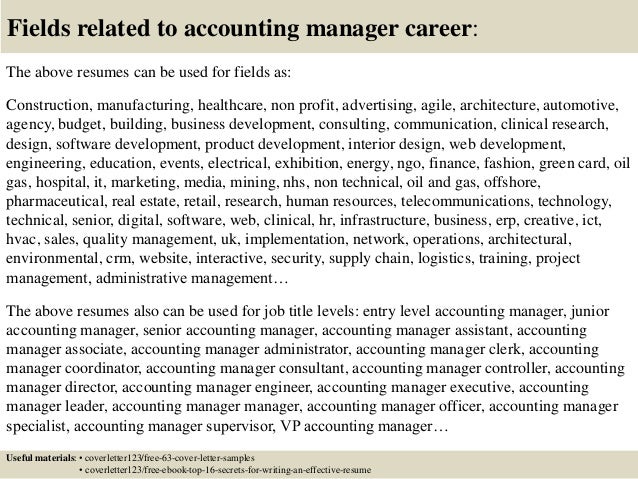 accounting manager sample resumes