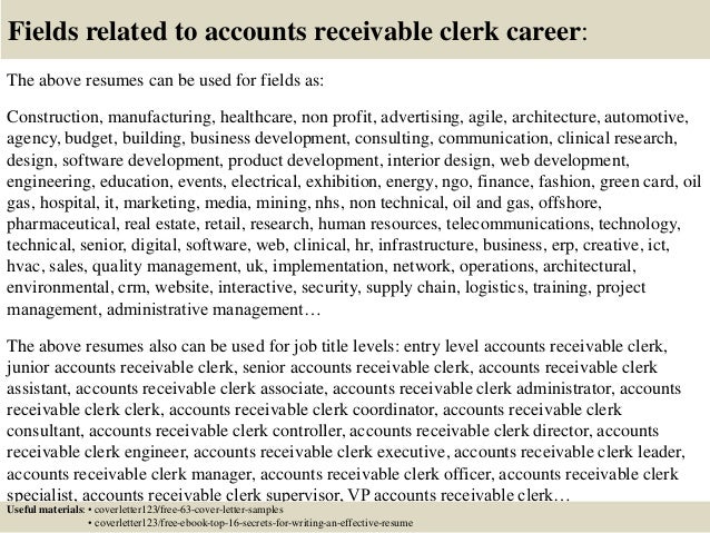 top 5 accounts receivable clerk cover letter samples accounts receivable clerk cover letter