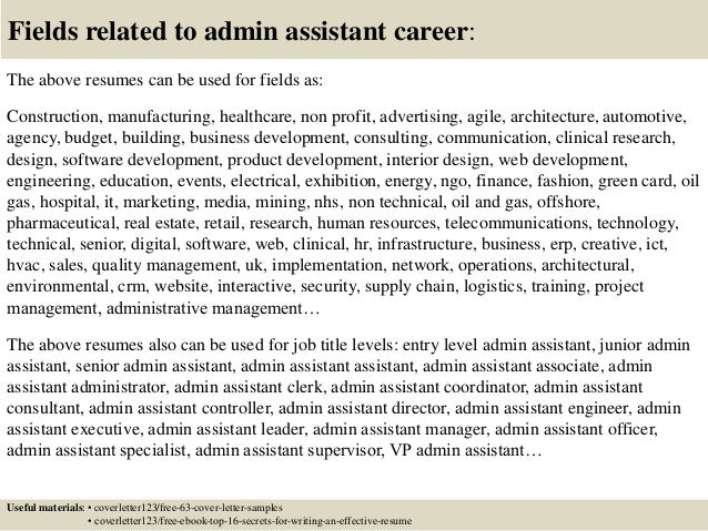 admin assistant cover letters