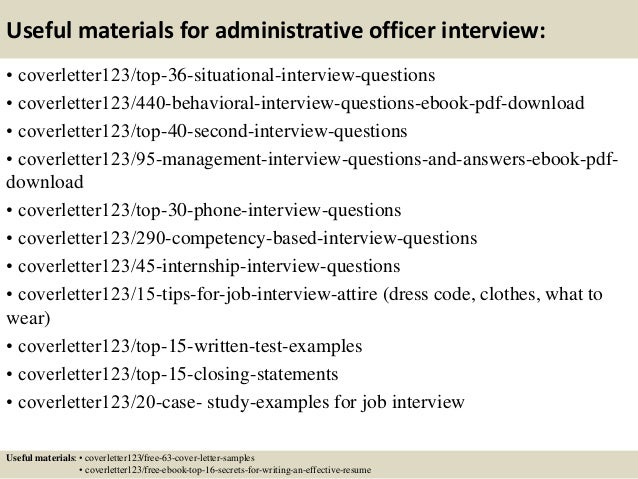 Sample cover letter administrative officer