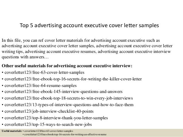 top 5 advertising account executive cover letter samples advertising account executive cover letters