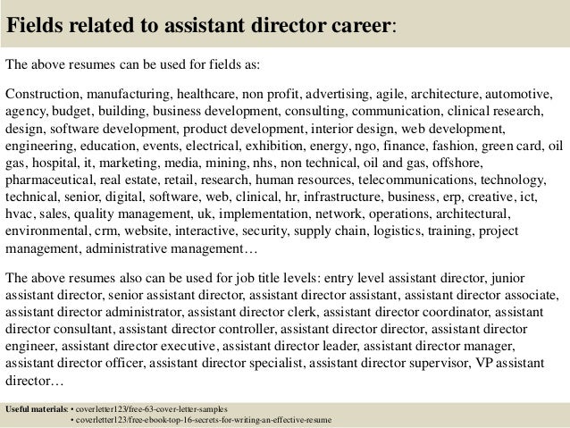 assistant director cover letters