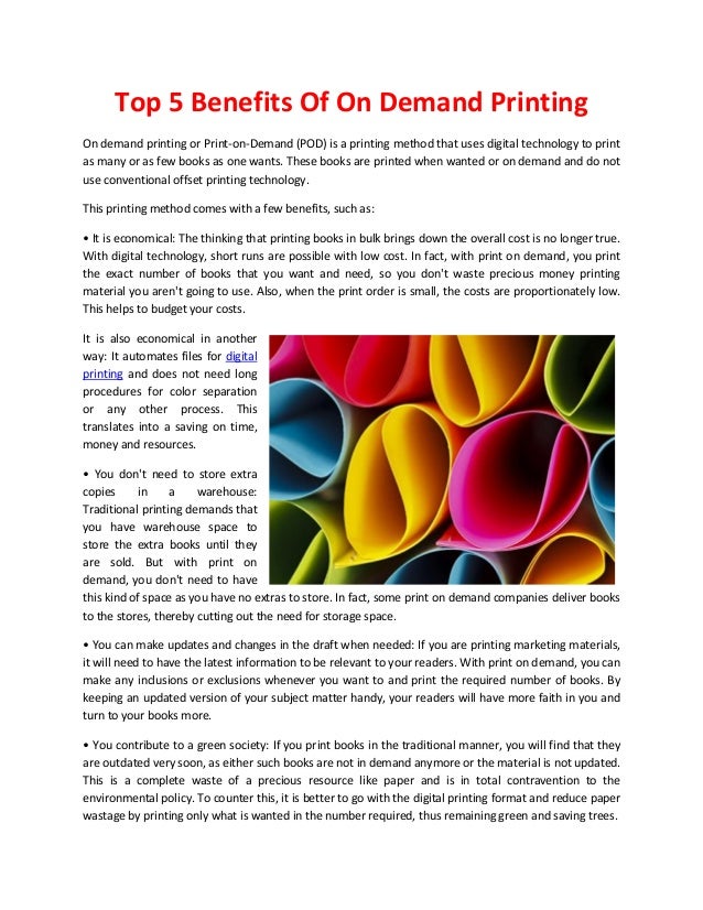 Top 5 Benefits Of On Demand Printing