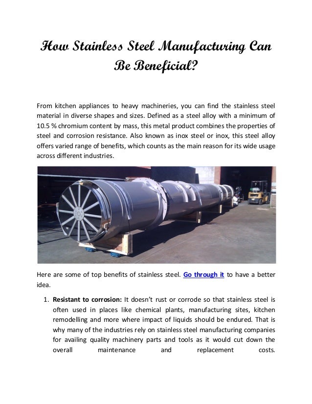 Top 5 benefits of stainless steel manufacturing