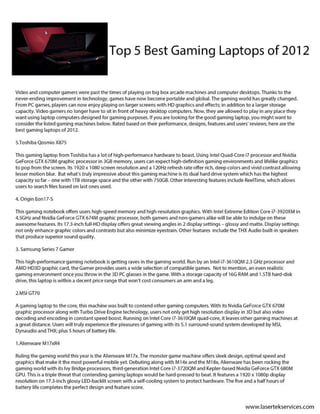 Top 5 best gaming laptops of 2012