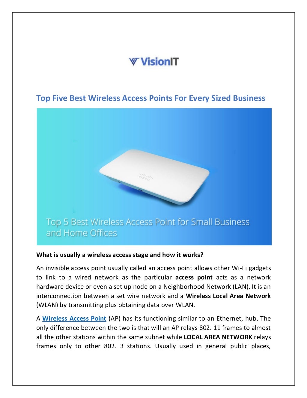 Top 5 best wireless access points for small business and home offices