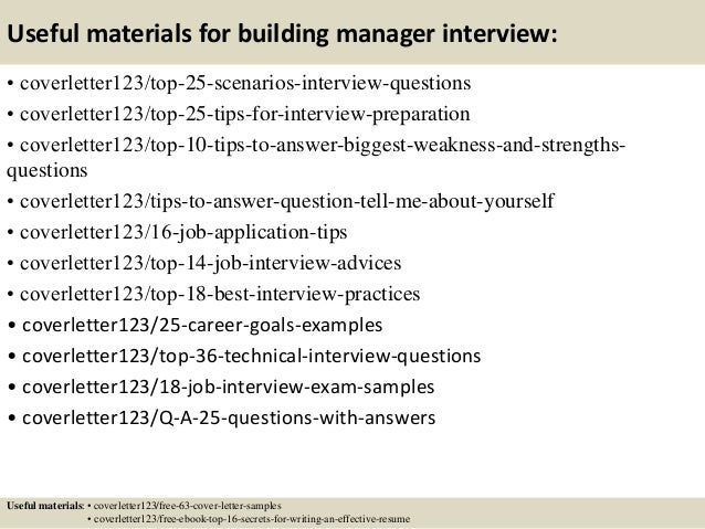 Resume building manager sample