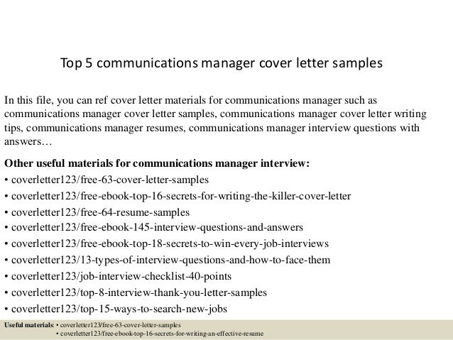top 5 communications manager cover letter samples communication manager cover letter