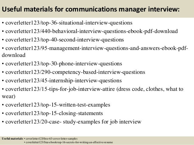 communications manager cover letters