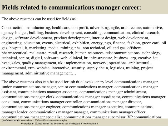 top 5 communications manager cover letter samples cover letter communications director
