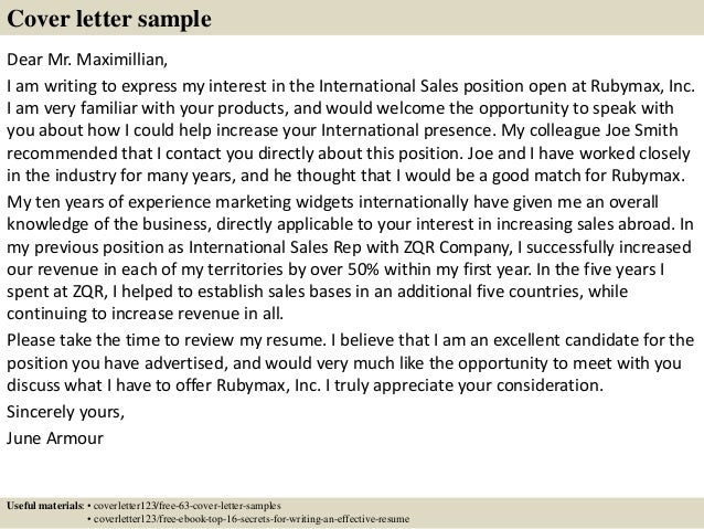 Cover letter to a company of interest