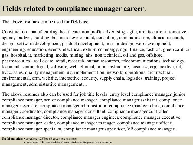 top 5 compliance manager cover letter samples compliance cover letters