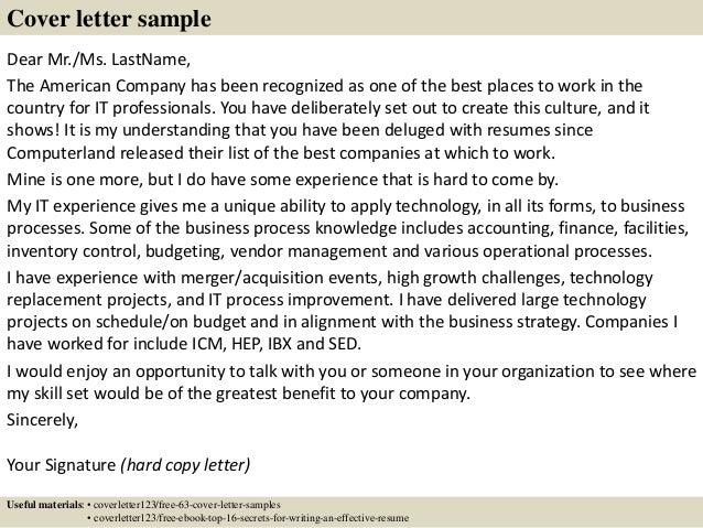 Compliance cover letter examples
