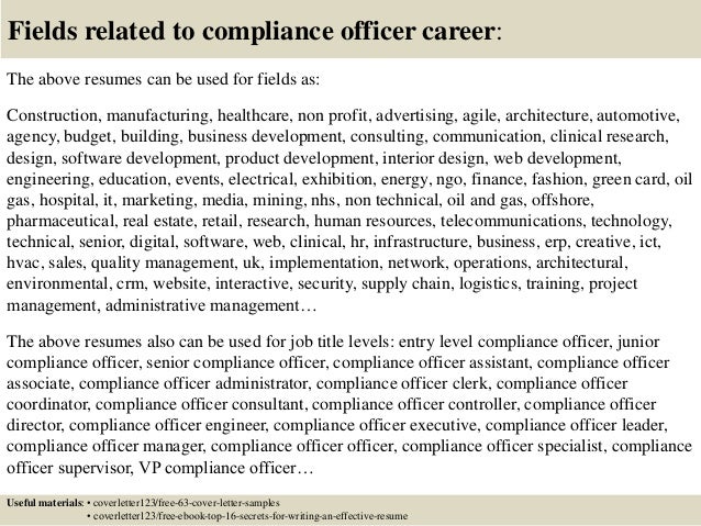 Compliance officer cover letter examples