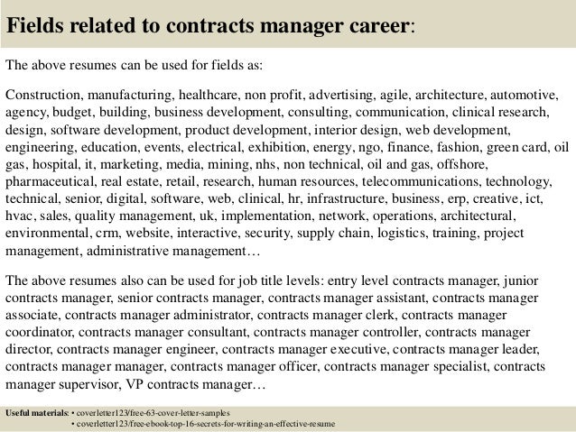 contract manager cover letter