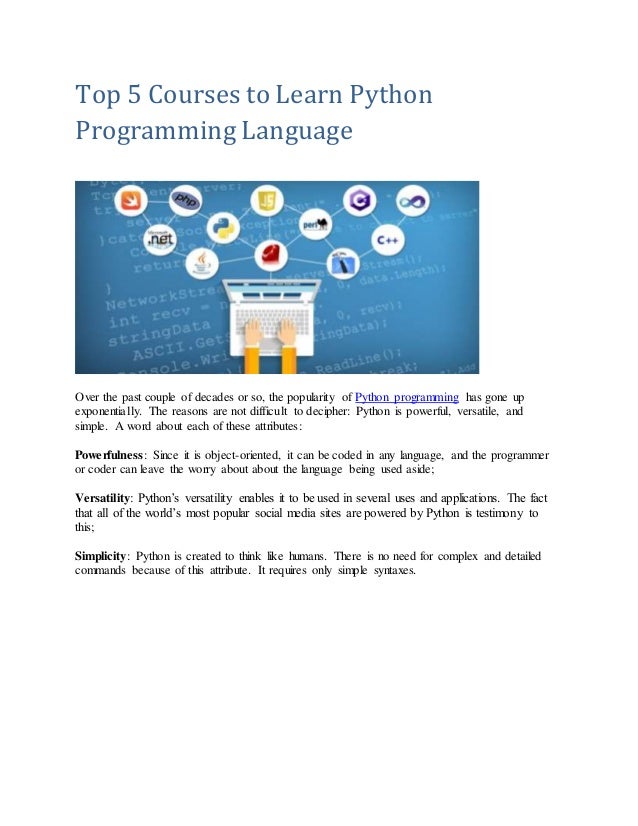 Top 5 courses to learn python programming language